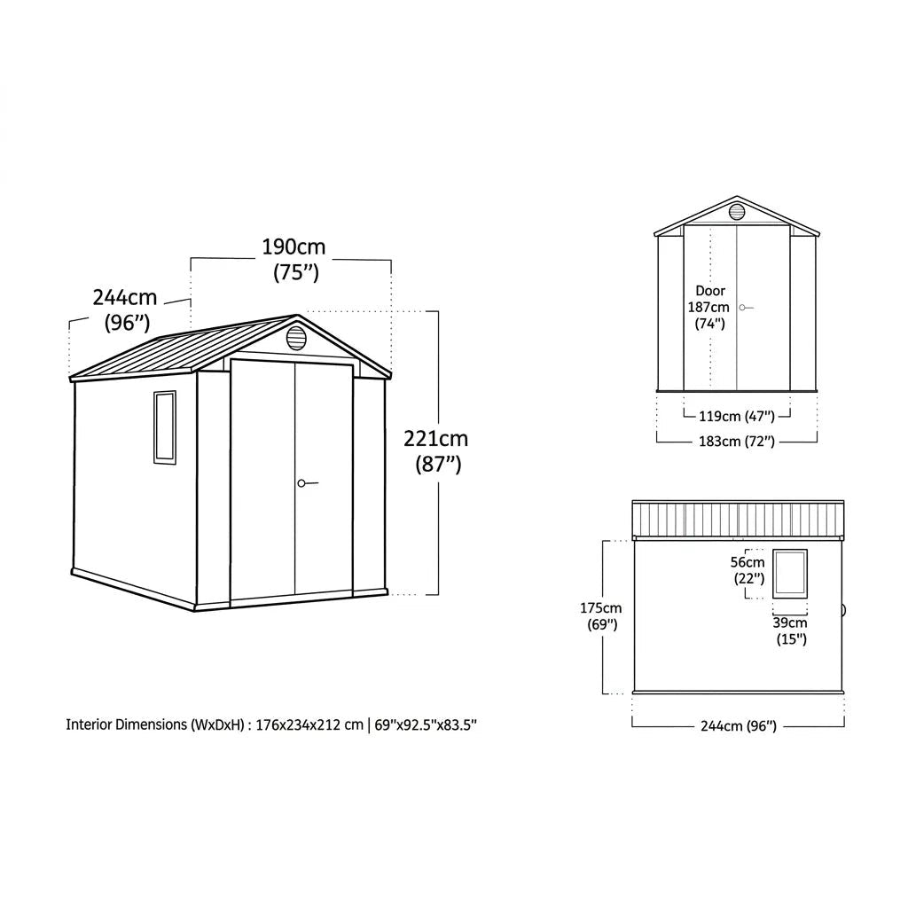 Keter 6×8 Darwin Heavy Duty Plastic Garden Shed Green
