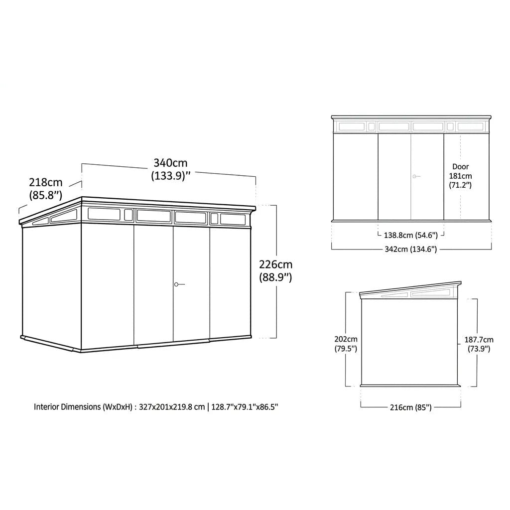 Keter 11×7 Artisan Heavy Duty Plastic Pent Shed Grey