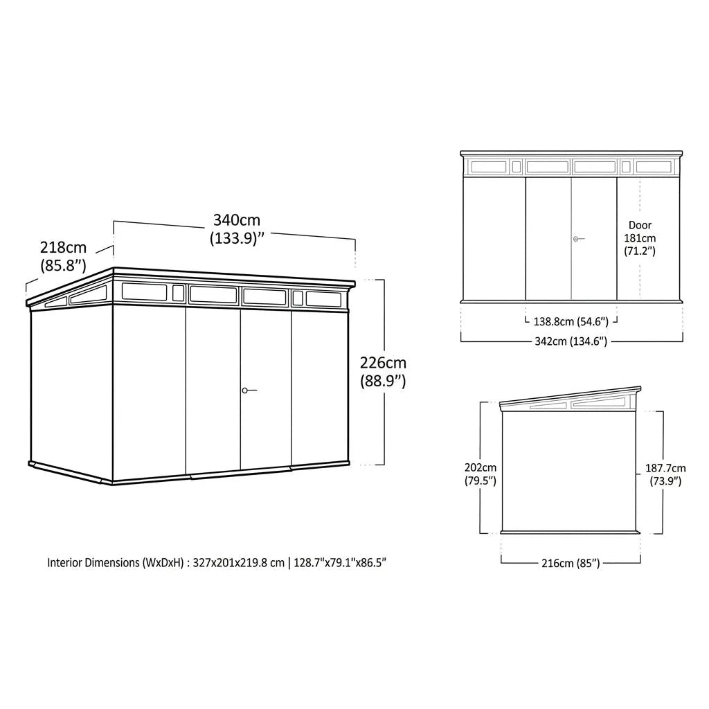 Keter 11×7 Artisan Heavy Duty Plastic Pent Shed Grey