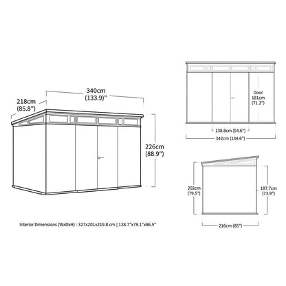 Keter 11×7 Cortina Heavy Duty Plastic Pent Shed Dark Grey