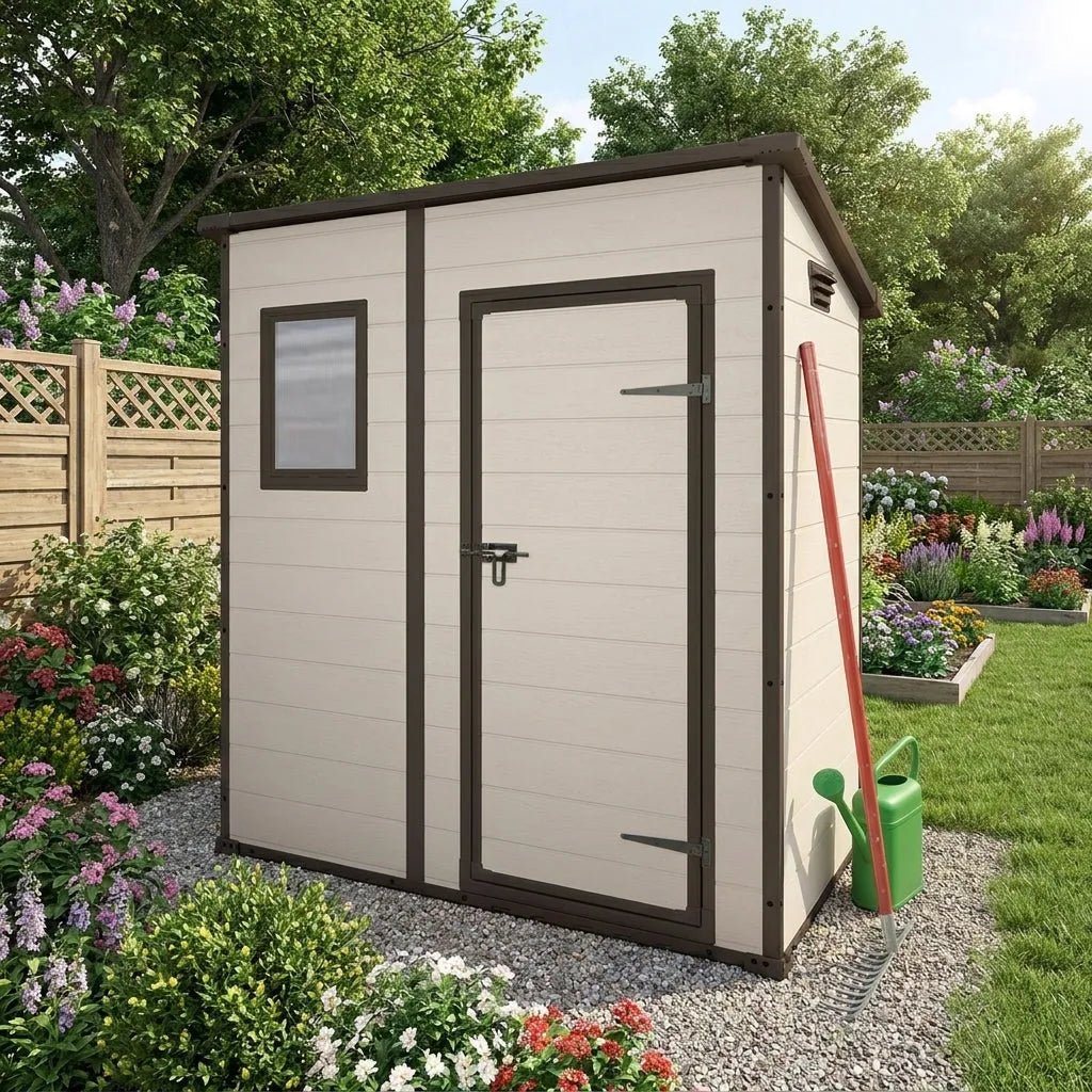Keter 6×4 Manor Plastic Pent Garden Storage Shed Beige