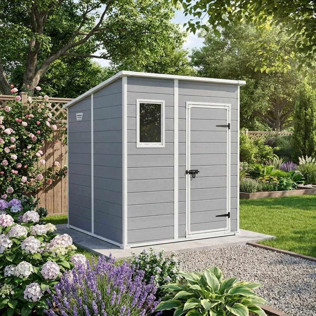Keter 6×6 Manor Plastic Pent Garden Storage Shed Grey