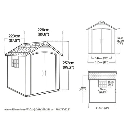 Keter 7.5’x11’ Premier Heavy Duty Plastic Shed Grey