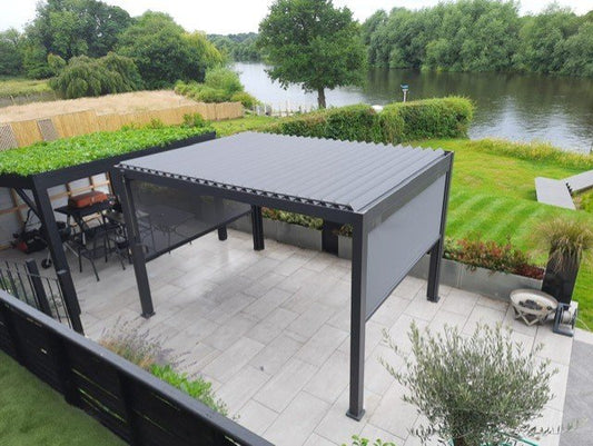 4m x 3m Rectangular Aluminium Louvered Pergola – Grey