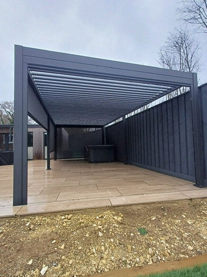 7.2m x 3.6m Rectangular Aluminium Louvered Pergola – Grey
