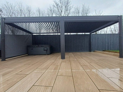 7.2m x 3.6m Rectangular Aluminium Louvered Pergola – Grey