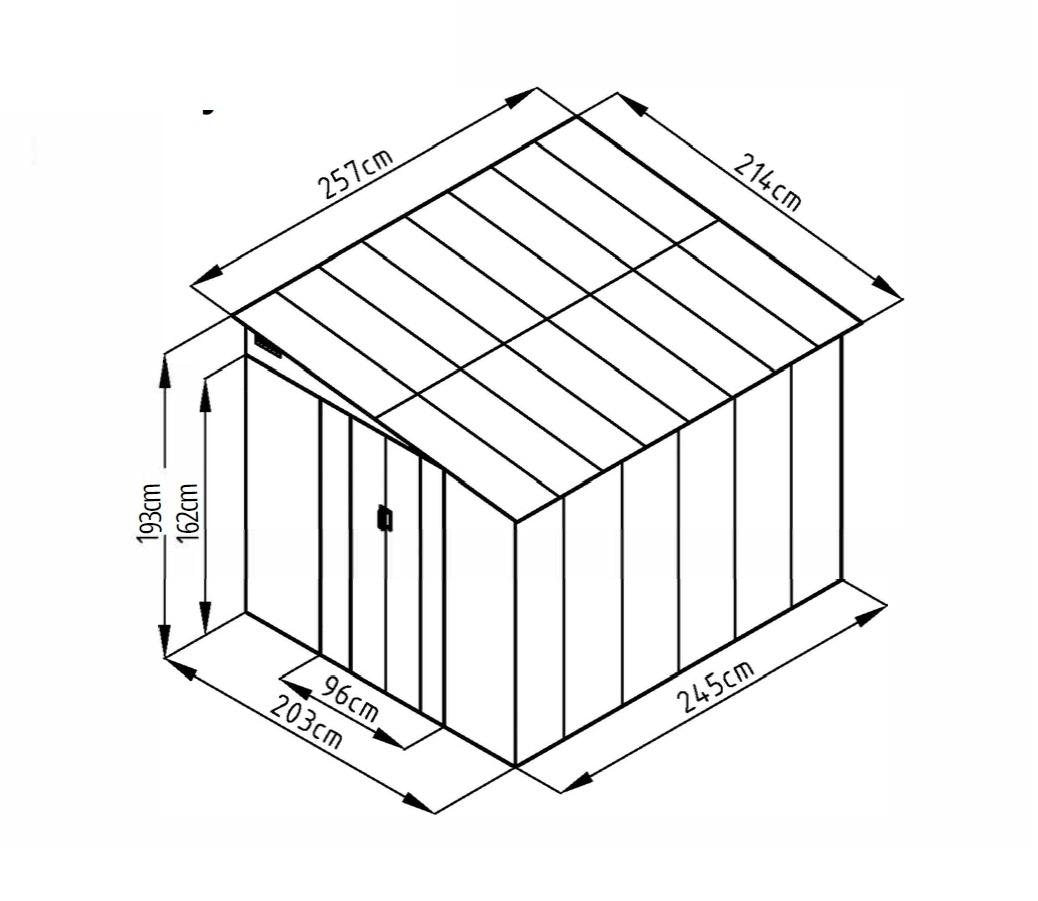 Lotus Sheds Arley 7 x 9 ft Lean To Metal Shed in Grey