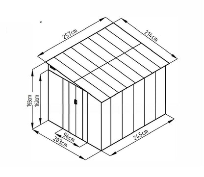 Lotus Sheds Arley 7 x 9 ft Lean To Metal Shed in Grey