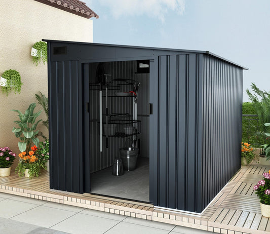 Lotus Sheds Arley 7 x 9 ft Lean To Metal Shed in Grey